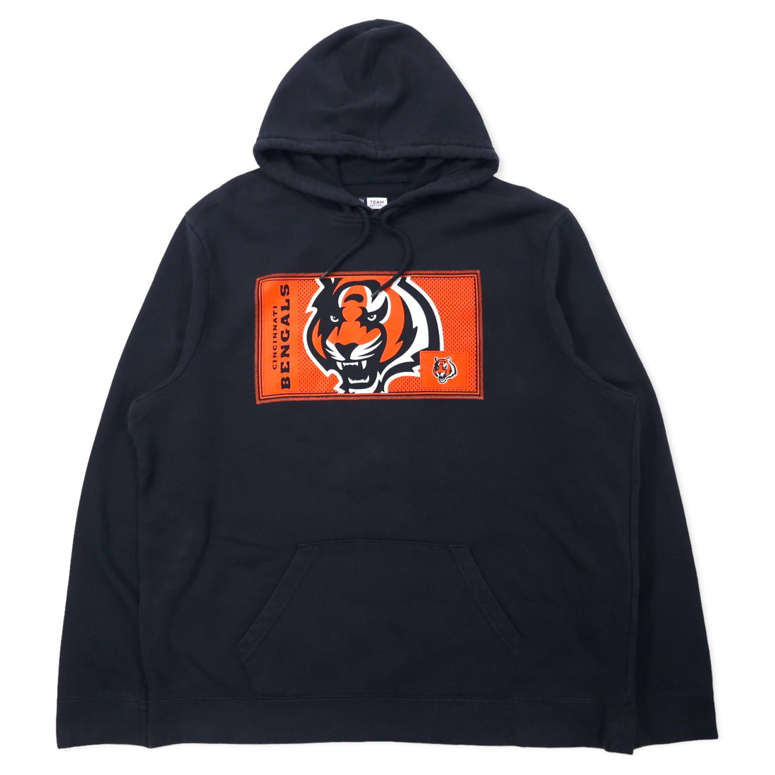 日本然リトテ-古着オンライン-NFL TEAM APPAREL プルオーバーパーカー 2XL ブラック コットン 裏起毛 CINCINNATI BENGALS ビッグサイズ パキスタン製-NFL TEAM APPAREL Pullover Hoodie 2XL Black Cotton brushed lining CINCINNATI BENGALS Big Size Pakistan Made