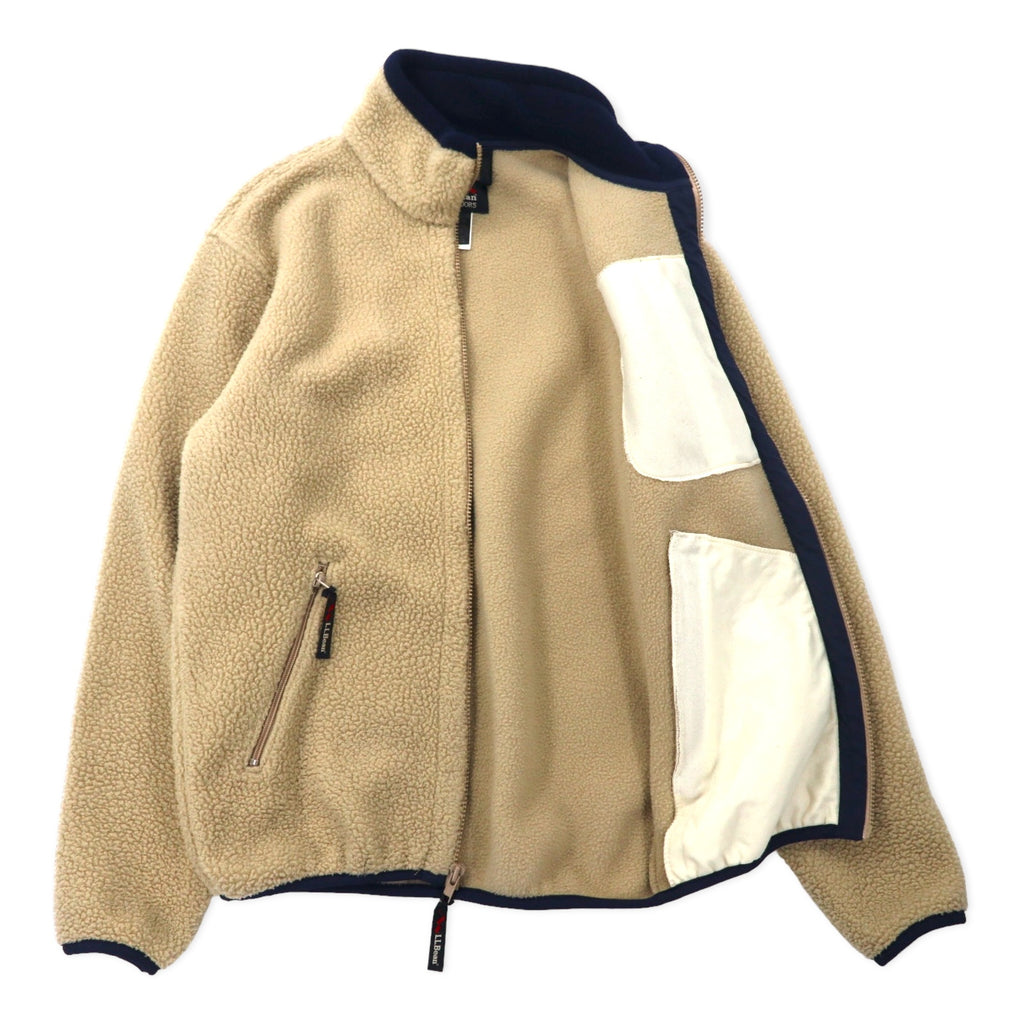 LLBean USA Full Zip Fleece Jacket S Cream Polyester 0D437