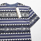 90年代 weekends ネイティブ柄 Tシャツ L グレー 総柄 ボーダー コットン 未使用品