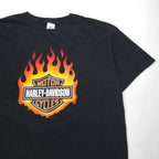 HARLEY DAVIDSON USA MADE DELTA BODY FIRE PATTERN T-SHIRT 2XL BLACK LOGO PRINT PRO WEIGHT