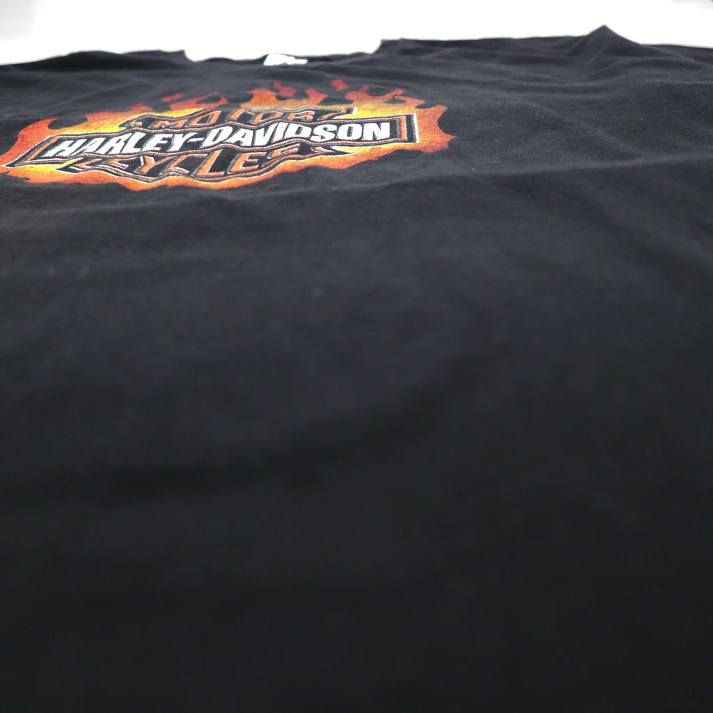 HARLEY DAVIDSON USA MADE DELTA BODY FIRE PATTERN T-SHIRT 2XL BLACK LOGO PRINT PRO WEIGHT