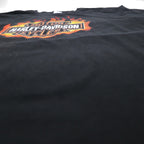 HARLEY DAVIDSON USA MADE DELTA BODY FIRE PATTERN T-SHIRT 2XL BLACK LOGO PRINT PRO WEIGHT