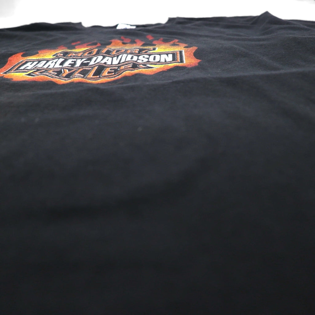 HARLEY DAVIDSON USA MADE DELTA BODY FIRE PATTERN T-SHIRT 2XL BLACK LOGO PRINT PRO WEIGHT