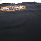 HARLEY DAVIDSON USA MADE DELTA BODY FIRE PATTERN T-SHIRT 2XL BLACK LOGO PRINT PRO WEIGHT