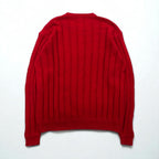 NAUTICA 90s Cable Knit Cotton Knit Sweater, Size L, Red, Low Gauge