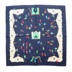 日本然リトテ-古着オンライン-BVLGARI イタリア製 シルク スカーフ ネイビー 総柄 davide pizzigoni-BVLGARI Italy Made Silk Scarf Navy patterned davide pizzigoni