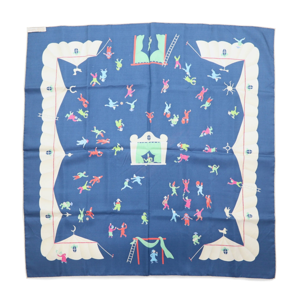 BVLGARI Italian Silk Scarf Navy All-over Print by Davide Pizzigoni