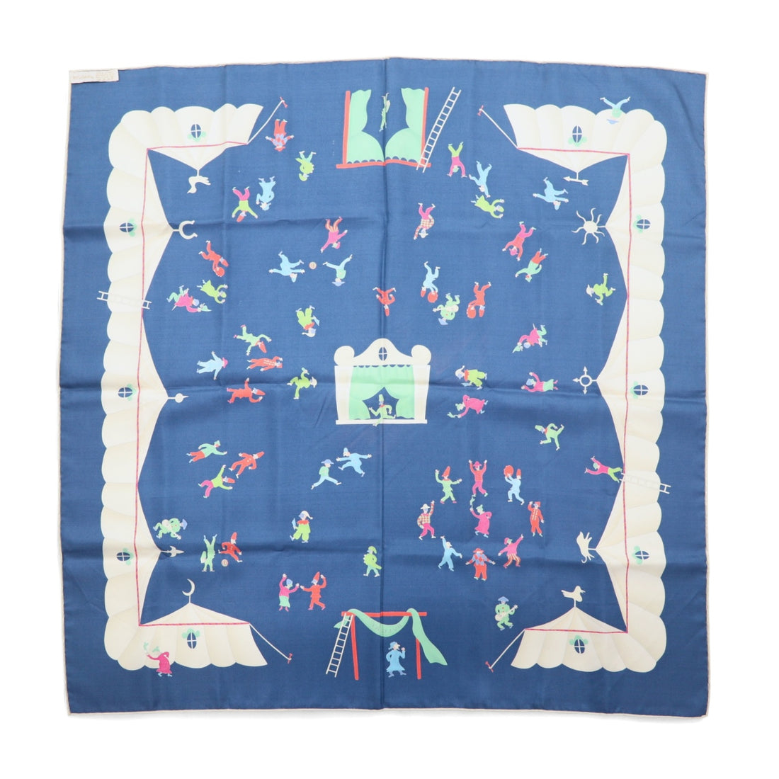 BVLGARI Italian Silk Scarf Navy All-over Print by Davide Pizzigoni
