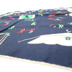 BVLGARI Italian Silk Scarf Navy All-over Print by Davide Pizzigoni