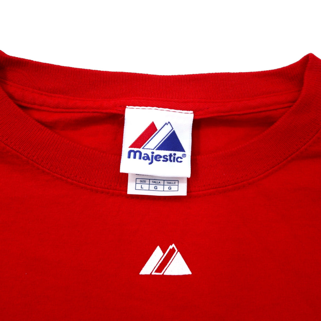 majestic USA made 00s MLB print T-shirt L red cotton RED SOX BASEBALL CLUB