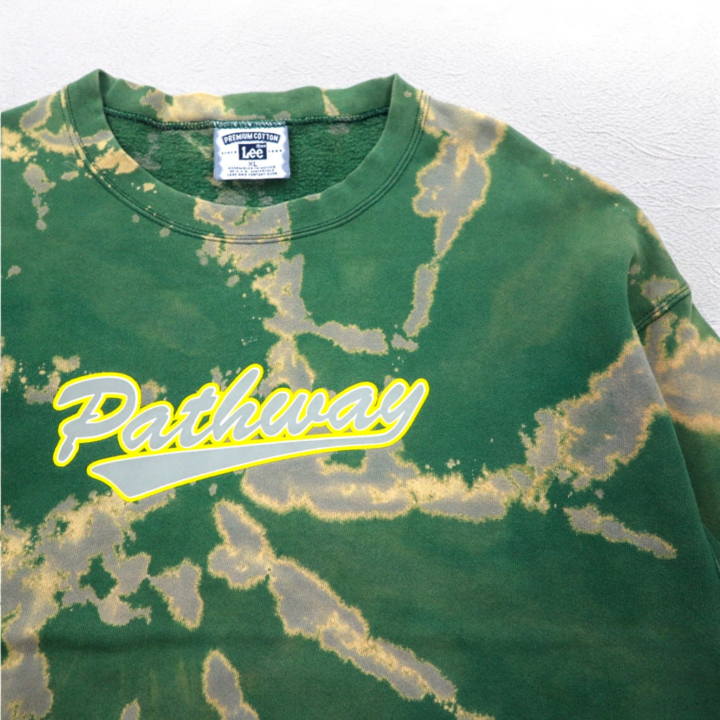 Lee 90s Pathway SKATEBOARDS Sweatshirt XL Green Tie-dye Premium Cotton Made in Mexico