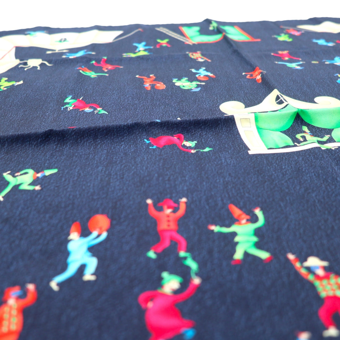 BVLGARI Italian Silk Scarf Navy All-over Print by Davide Pizzigoni