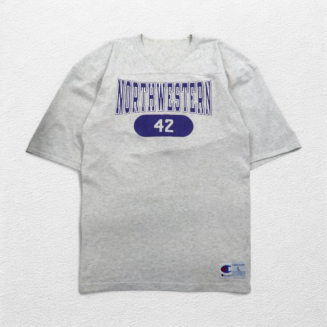 Champion 90s Made in USA Oversized Short Sleeve Sweatshirt T-Shirt L Gray NCAA NORTHWESTERN Football