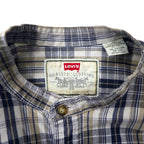 Levi's 90s Band Collar Shirt, XL, Beige, Navy, Check, Cotton