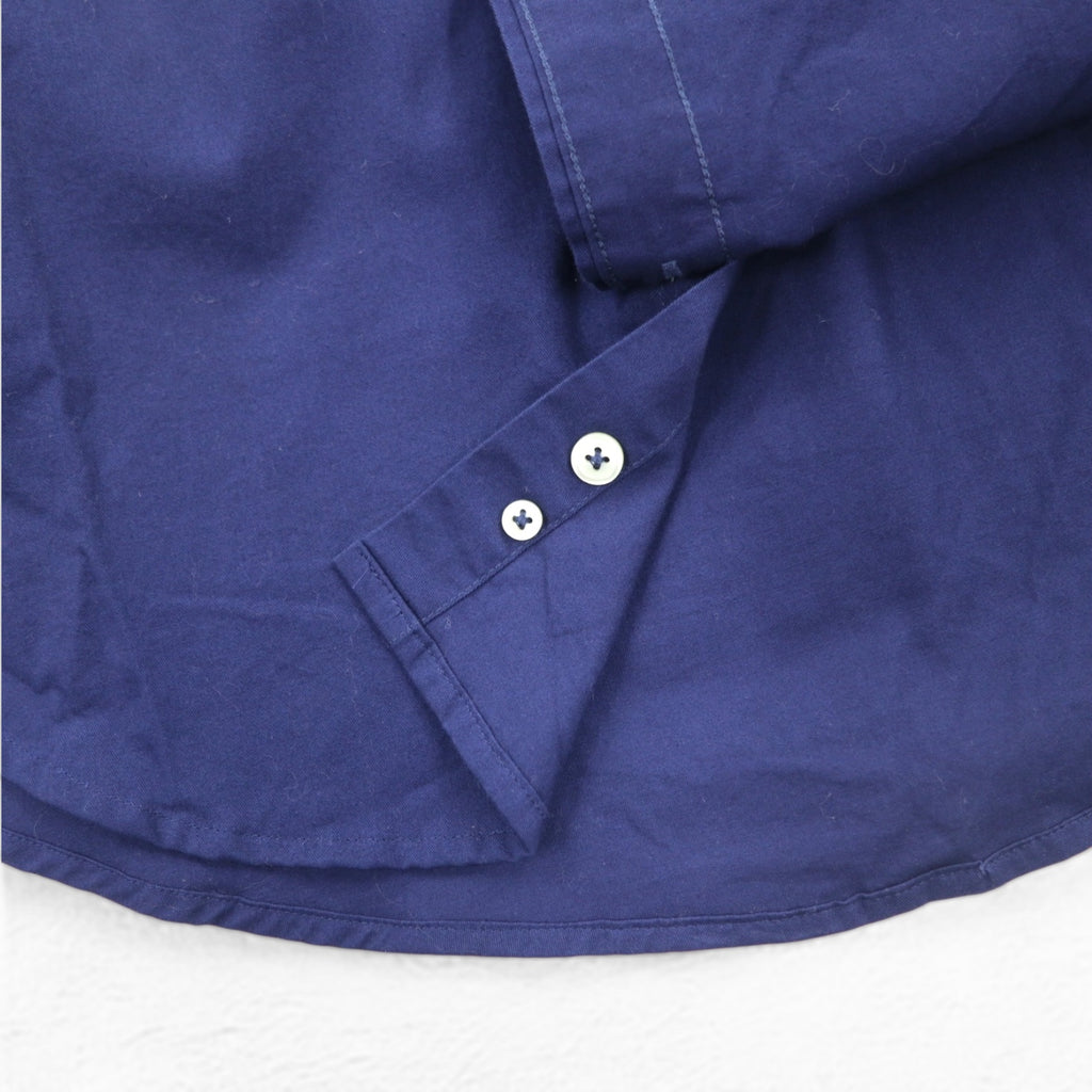 CHAPS Button-down Shirt L Navy elbow patch chest pocket one-point logo embroidery