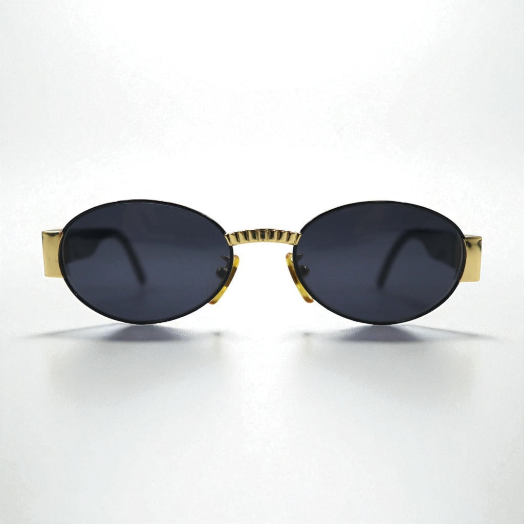 FENDI Oval Sunglasses, Black Metal, SL7066 201N, FF Logo, Made in Italy