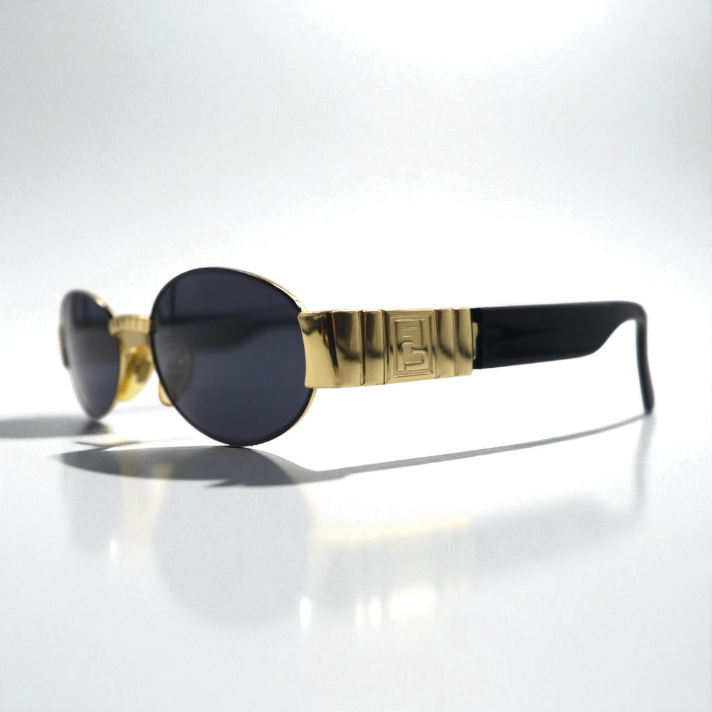 FENDI Oval Sunglasses, Black Metal, SL7066 201N, FF Logo, Made in Italy