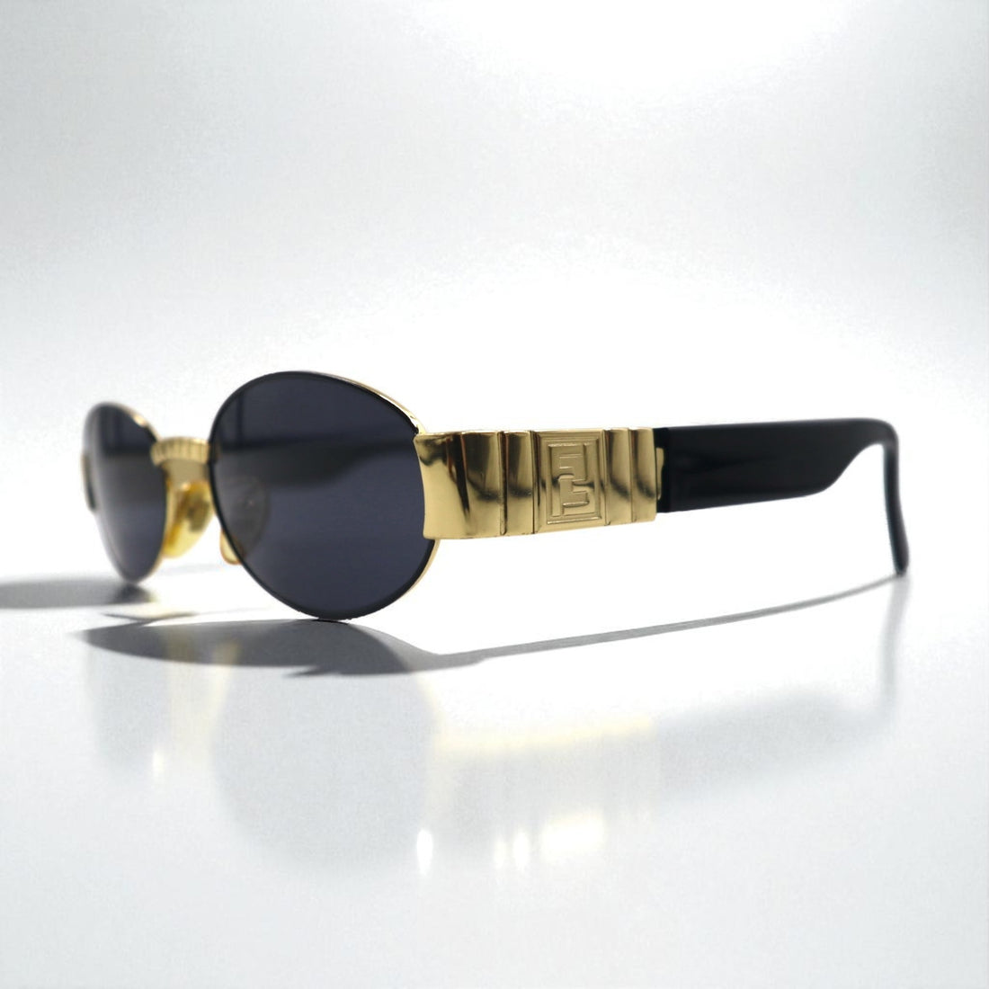 FENDI Oval Sunglasses, Black Metal, SL7066 201N, FF Logo, Made in Italy