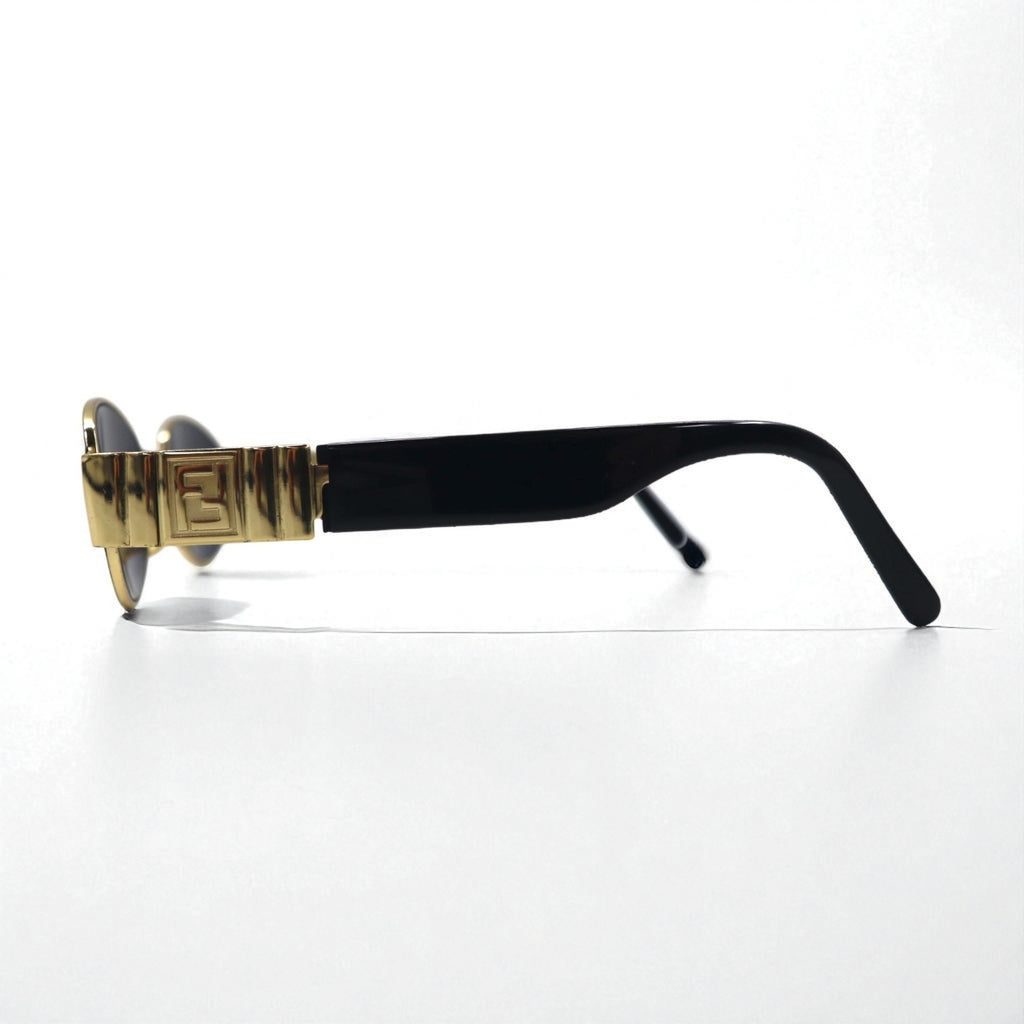 FENDI Oval Sunglasses, Black Metal, SL7066 201N, FF Logo, Made in Italy