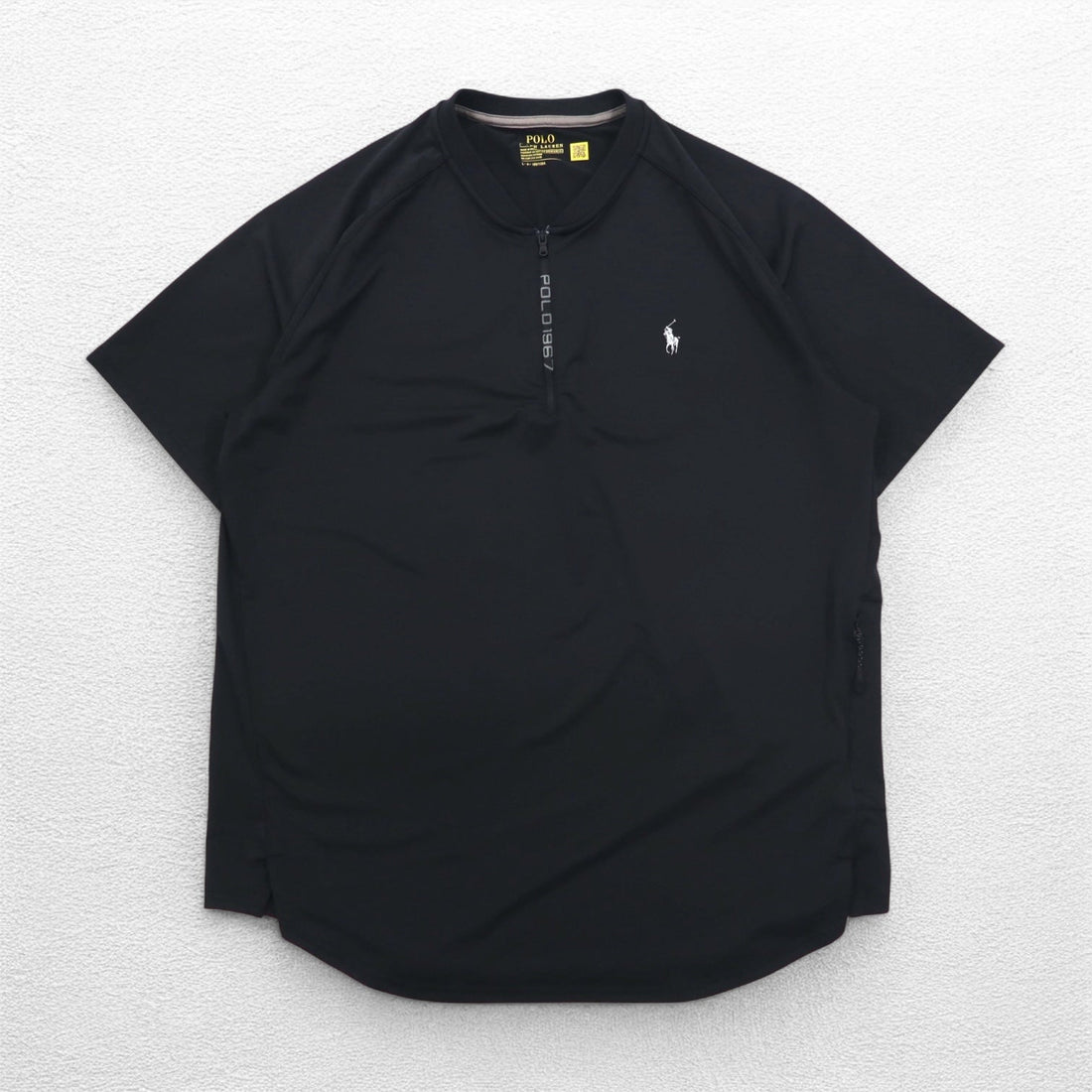 POLO RALPH LAUREN Performance Dri-Fit Shirt L Black Half Zip Side Pocket