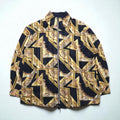 90s Vintage Reversible Satin Jacket リバーシブル サテンジャケット XL ネイビー 総柄 スカーフ ペイズリー柄