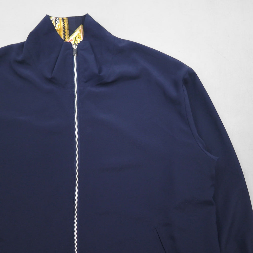 90s Vintage Reversible Satin Jacket リバーシブル サテンジャケット XL ネイビー 総柄 スカーフ ペイズリー柄