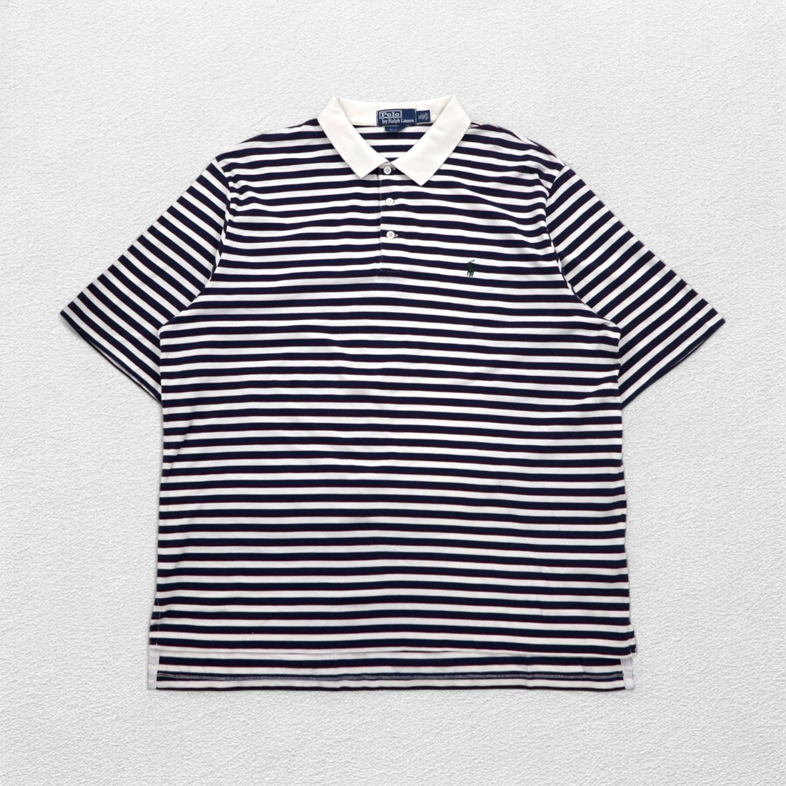 Polo by Ralph Lauren 90年代 ピマコットン ボーダー ポロシャツ XL ホワイト ネイビー スモールポニー刺繍