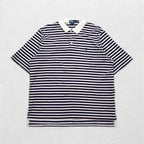 Polo by Ralph Lauren 90年代 ピマコットン ボーダー ポロシャツ XL ホワイト ネイビー スモールポニー刺繍
