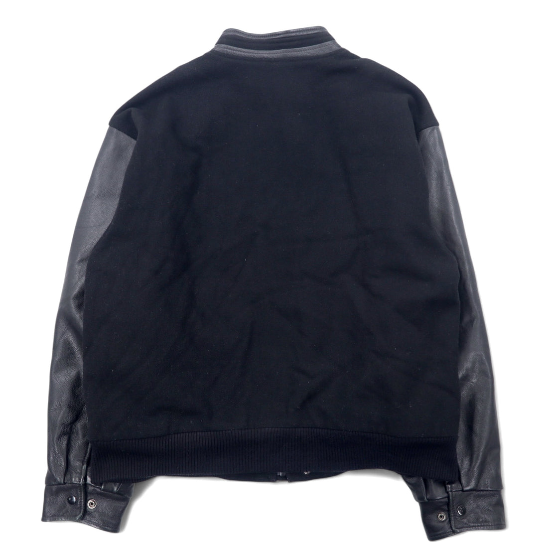 90s CANADA SPORTS WEAR Leather-trimmed Melton Stadium Jacket, XL, Black, Wool, Canadian Natural, Logo Embroidery