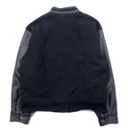 90s CANADA SPORTS WEAR Leather-trimmed Melton Stadium Jacket, XL, Black, Wool, Canadian Natural, Logo Embroidery