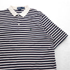 Polo by Ralph Lauren 90年代 ピマコットン ボーダー ポロシャツ XL ホワイト ネイビー スモールポニー刺繍