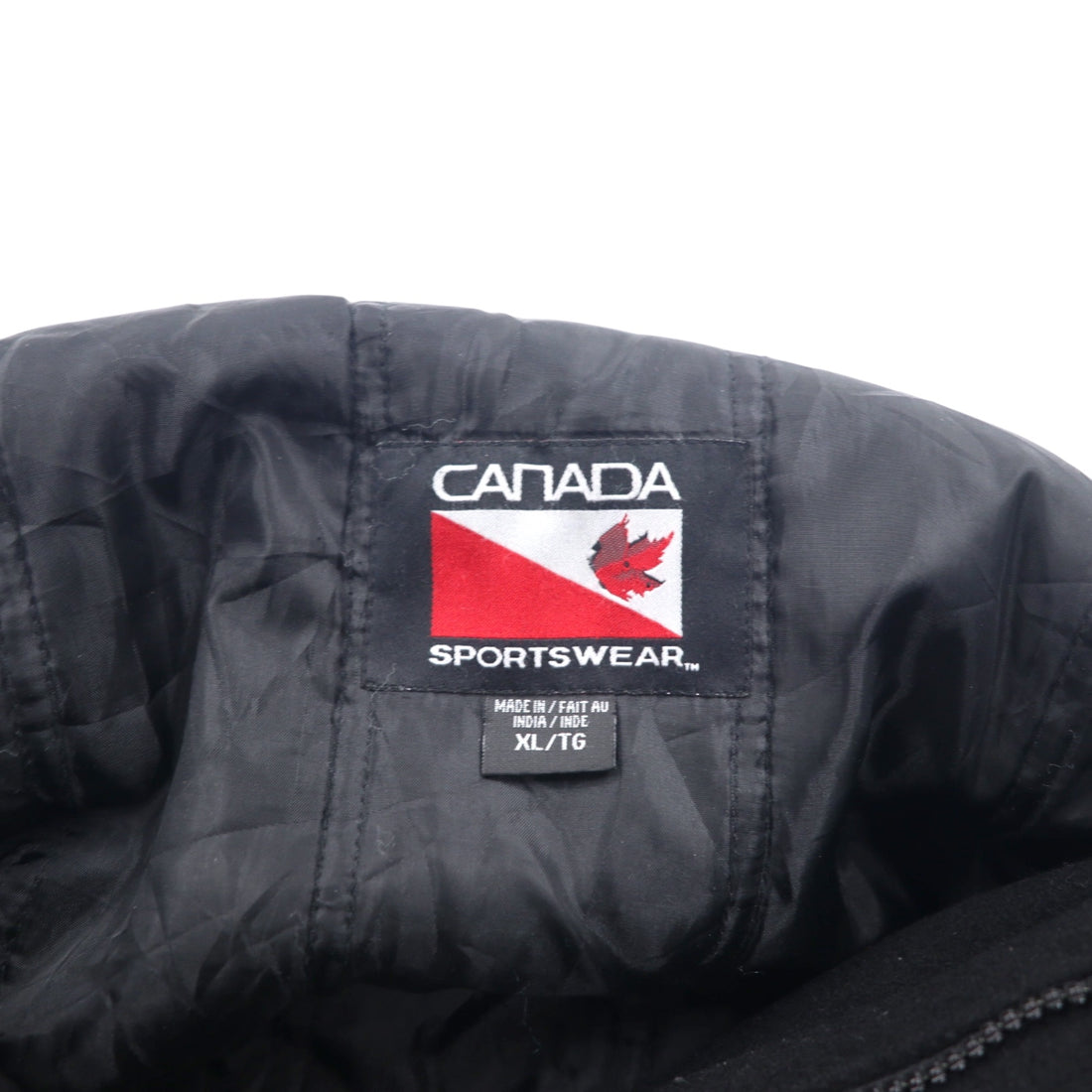 90s CANADA SPORTS WEAR Leather-trimmed Melton Stadium Jacket, XL, Black, Wool, Canadian Natural, Logo Embroidery