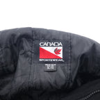 90s CANADA SPORTS WEAR Leather-trimmed Melton Stadium Jacket, XL, Black, Wool, Canadian Natural, Logo Embroidery