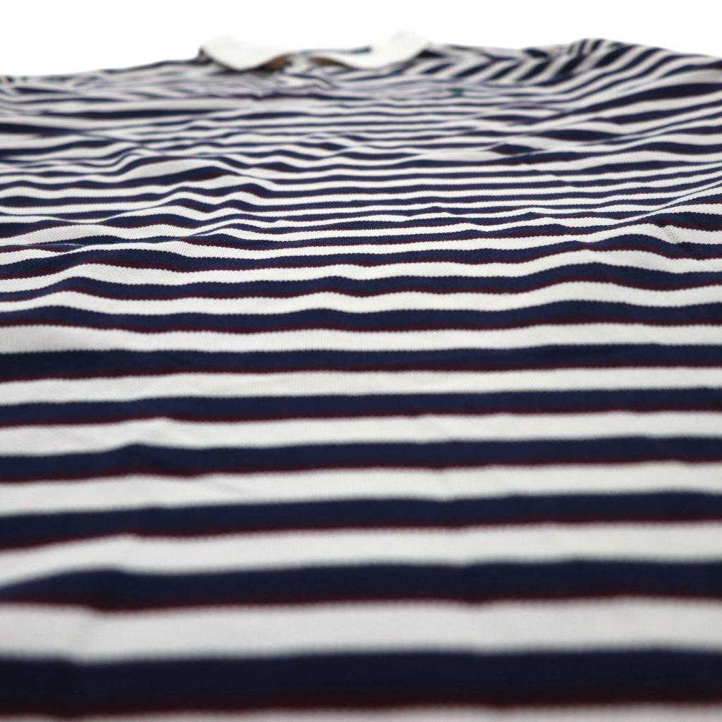 Polo by Ralph Lauren 90年代 ピマコットン ボーダー ポロシャツ XL ホワイト ネイビー スモールポニー刺繍