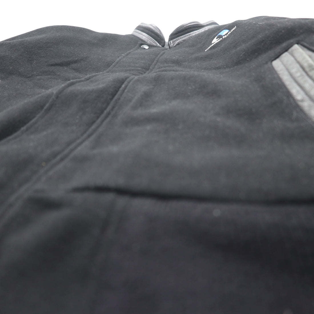 90s CANADA SPORTS WEAR Leather-trimmed Melton Stadium Jacket, XL, Black, Wool, Canadian Natural, Logo Embroidery