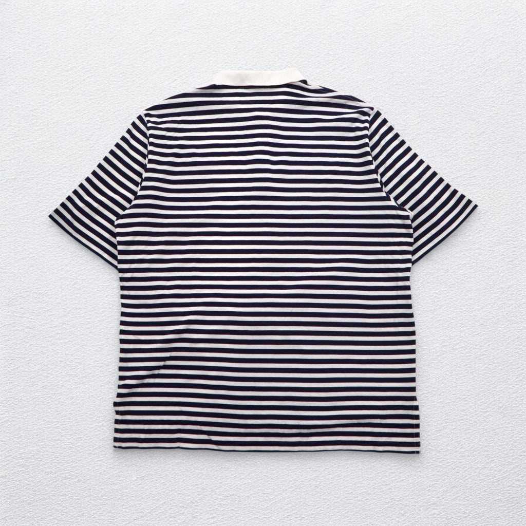 Polo by Ralph Lauren 90年代 ピマコットン ボーダー ポロシャツ XL ホワイト ネイビー スモールポニー刺繍