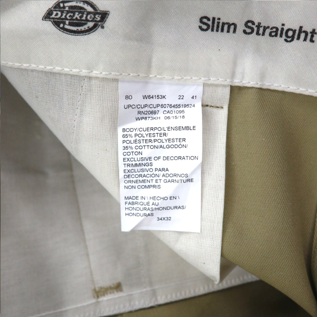 Dickies Work Chino Pants L Beige Slim Straight WP873KH Honduras Match Unused