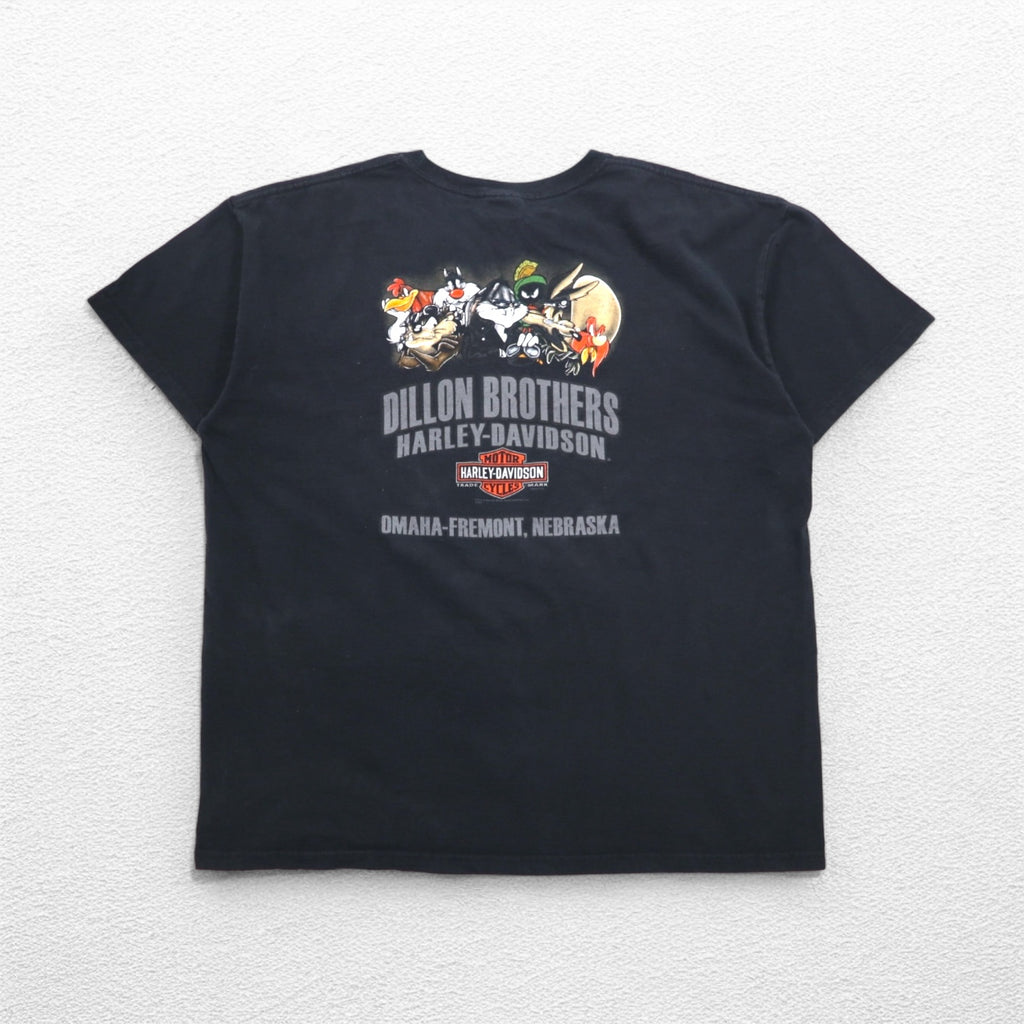HARLEY DAVIDSON × Warner Bros. ルーニーチューンズ LOONEY TUNES Tシャツ 2XL ブラック キャラクタープリント ダズマニアンデビル DILLON BROTHERS ホンジュラス製