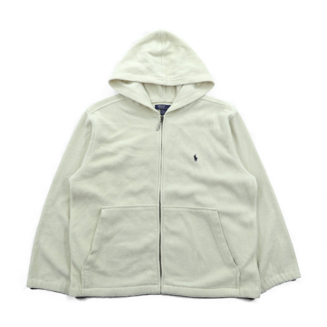 Polo Ralph Lauren 90s Zip Hoodie Fleece Jacket M White Small Pony Embroidery