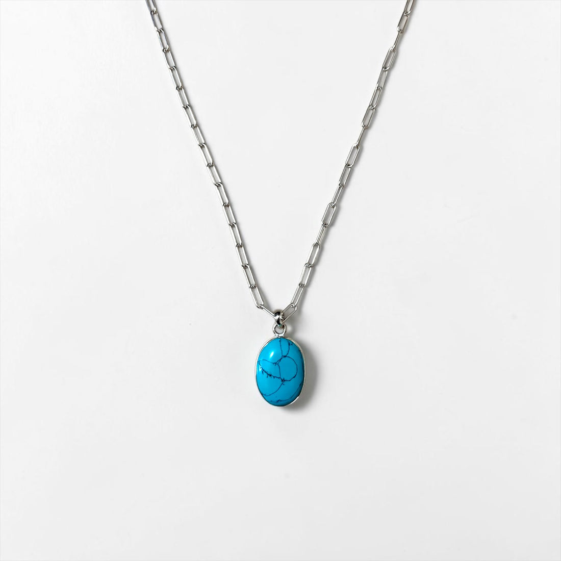 Sterling Silver Turquoise Necklace ターコイズ オーバル ネックレス シルバー ロング チェーン トグル フック