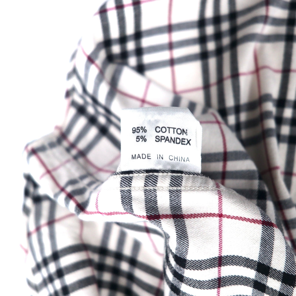 BURBERRY ノバチェック ボタンダウンシャツ M ホワイト コットン ストレッチ ワンポイントロゴ刺繍
