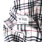 BURBERRY ノバチェック ボタンダウンシャツ M ホワイト コットン ストレッチ ワンポイントロゴ刺繍