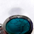 925 Silver Oval Turquoise-Style Pendant Necklace Small Cabochon Blue Stone