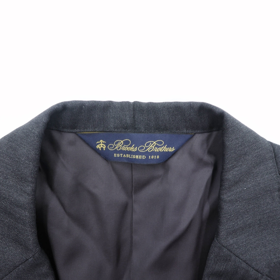 Brooks Brothers 2B Tailored Jacket Blue Leather M Gray CANONICO Wool