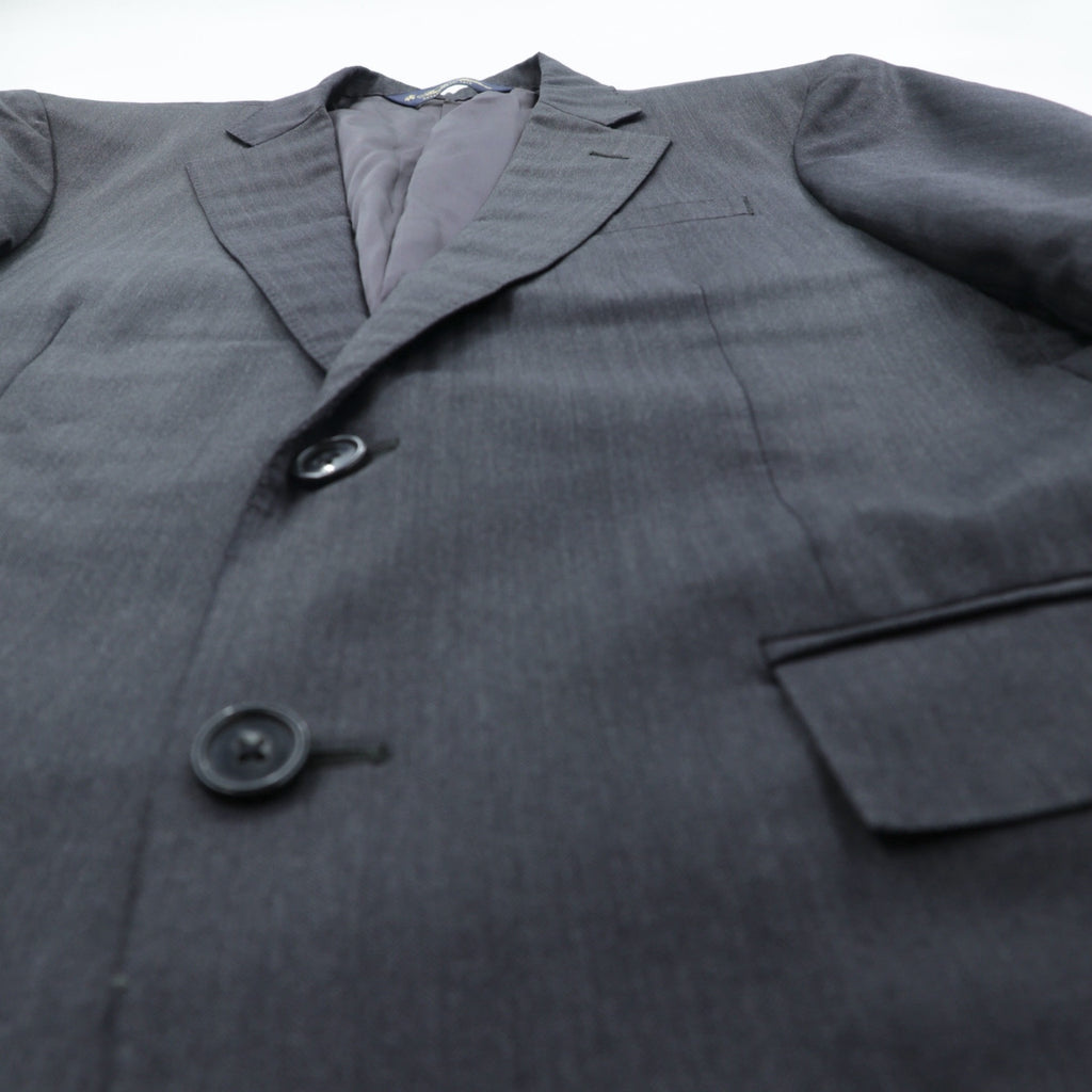 Brooks Brothers 2B Tailored Jacket Blue Leather M Gray CANONICO Wool