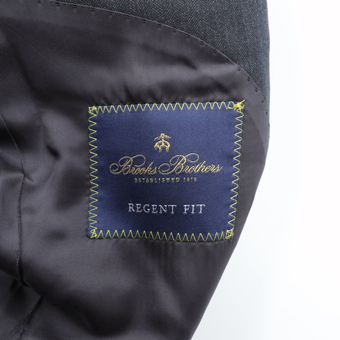 Brooks Brothers 2B Tailored Jacket Blue Leather M Gray CANONICO Wool