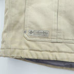 Columbia ダック地 中綿 ワークジャケット カバーオール XL ベージュ 襟コーデュロイ フード着脱 PM5028