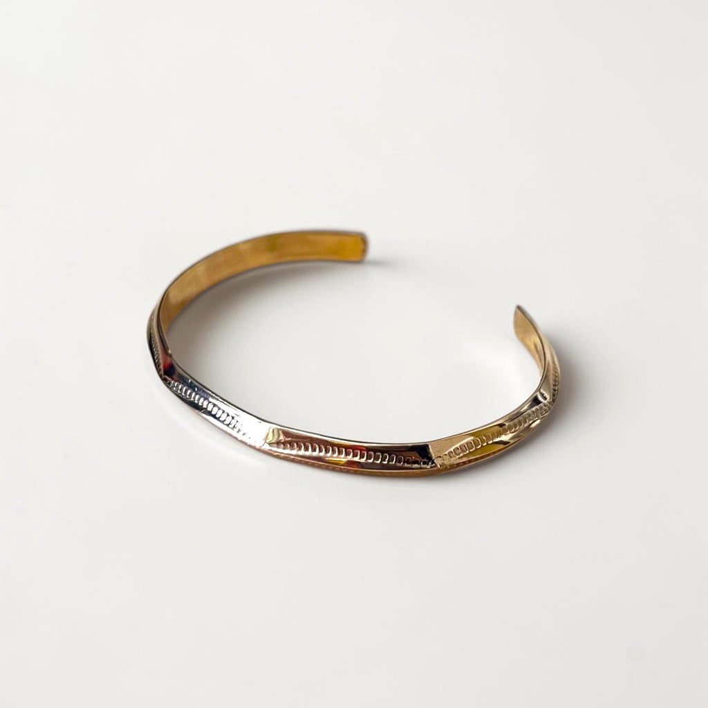 Navajo Indian Jewelry ナバホ族 インディアンジュエリー バングル カフ ゴールド スタンプワーク 12KGF