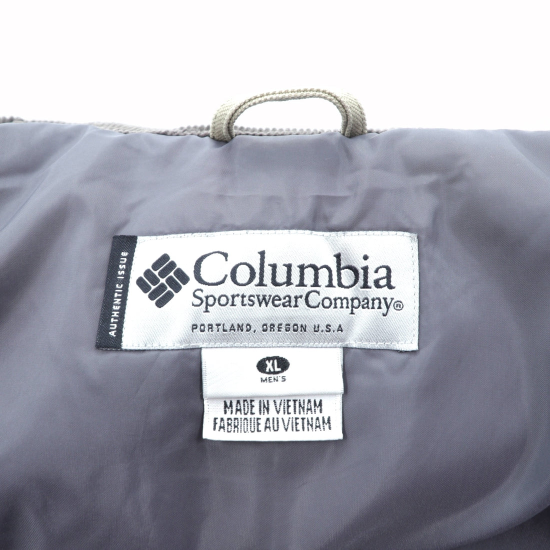 Columbia ダック地 中綿 ワークジャケット カバーオール XL ベージュ 襟コーデュロイ フード着脱 PM5028