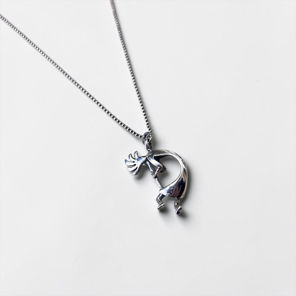 925 Sterling Silver Kokopelli Pendant Necklace Ball Chain Native American Style
